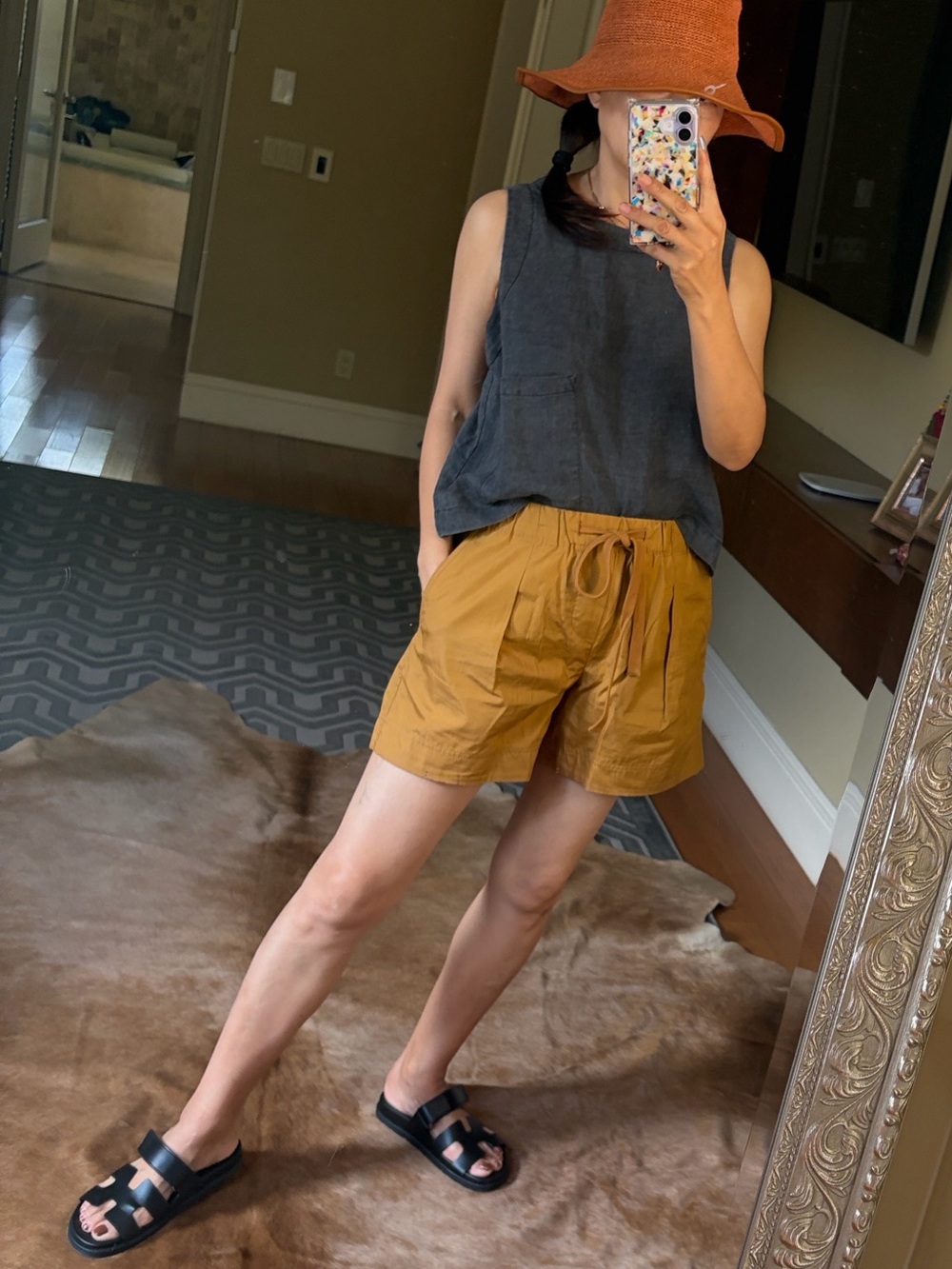 Vince Mustard Drawstring Bermuda Shorts